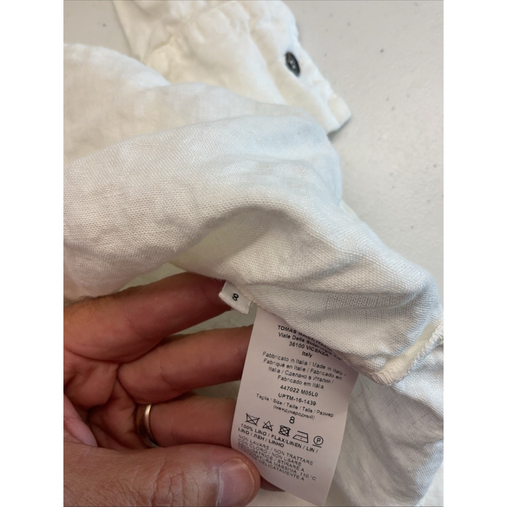 Tomas Maier Ivory Italy 100% linen drop waist shirt midi dress minimalist 8 - Picture 7 of 10